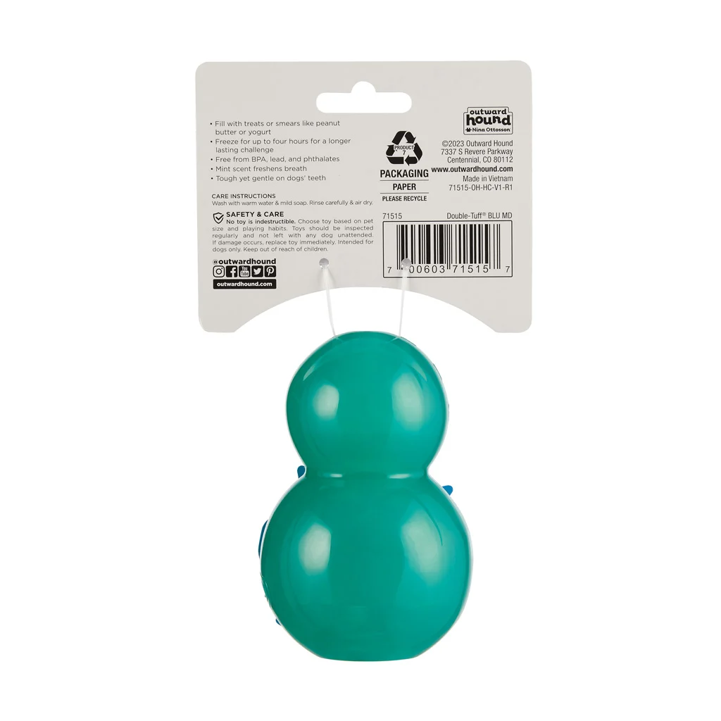 Befüllbares Kauspielzeug M Blau, 10 x 6 cm – Outward Hound (Kyjen) Double-Tuff – Bild 2