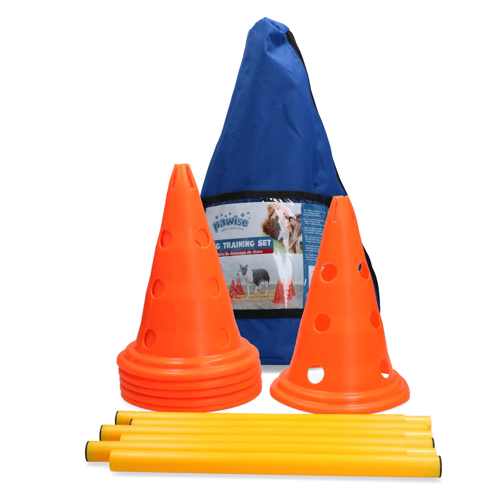 PAWI11437.png Agility Set für Hunde mit 6 Hütchen und 3 Stangen – Pawise Dog Agility Training Set – Bild 1