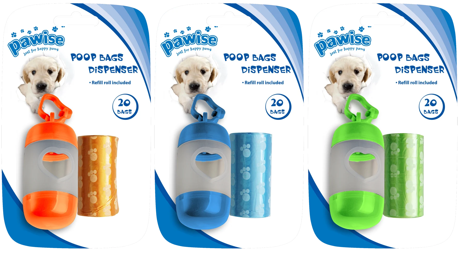 Kotbeutelspender mit 2 Rollen à 20 Beuteln, für Leine oder Hose – Pawise Poop Bag Dispenser – Bild 1