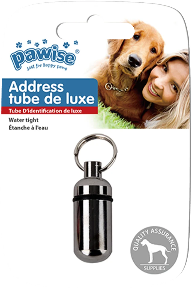 Adresshülse fürs Halsband, wasserdicht, 36 mm – Pawise Adresshülse De Luxe – Bild 1