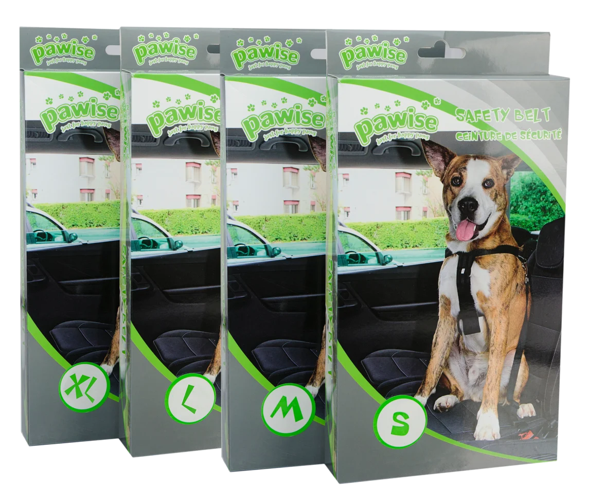 PAWI13051_PAWI13052_PAWI13053_PAWI13054GROEP.png Autogurt für Hunde mit Geschirr, Umfang 30 bis 60 cm – Pawise Safety Belt S – Bild 1