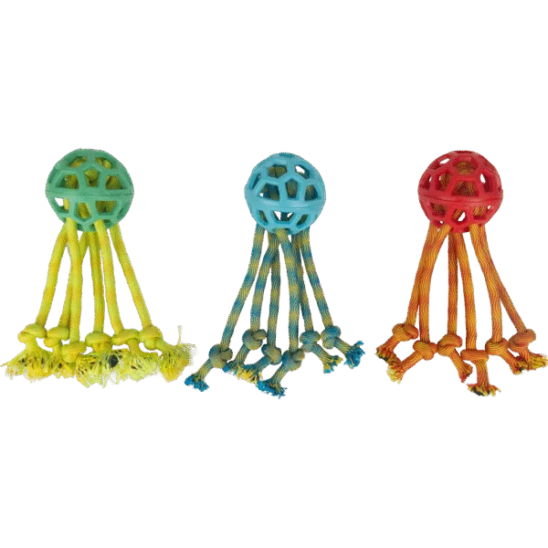 Hundespielzeugball mit Seilen für Zerrspiele, assortiert – Pawise Play-N-Tug Rope Octopus