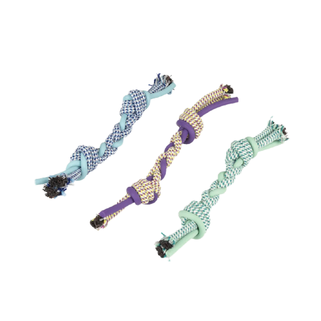 PAWI14610.png Zerrspielzeug für Hunde in Knochenform aus Seil und Kunststoff, sortiert – Pawise Play-N-Tug Bone – Bild 1