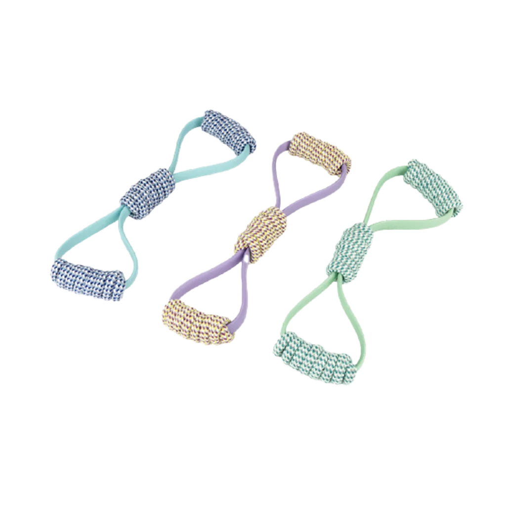 Zerrspielzeug für Hunde aus Seil und Kunststoff in Achterform, sortiert – Pawise Play-N-Tug Rope 8 – Bild 1
