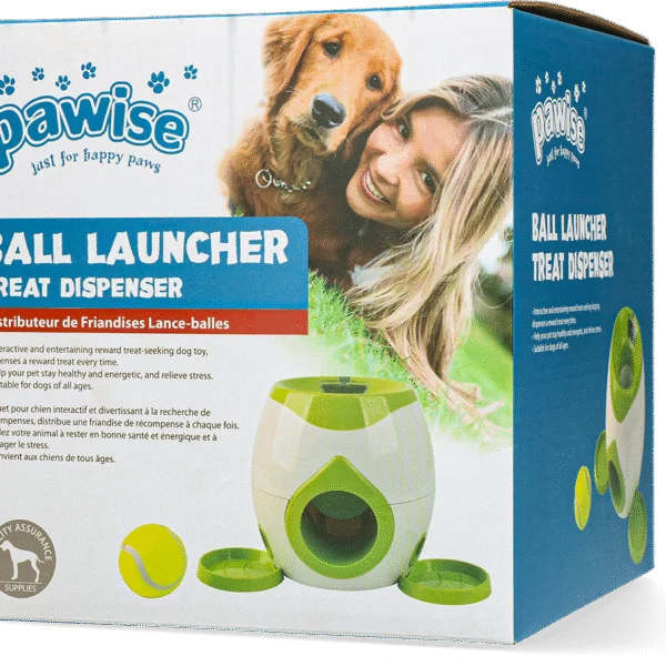 Ballwerfer mit Snackspender und Tennisball – Pawise Ball Launcher Treat Dispenser