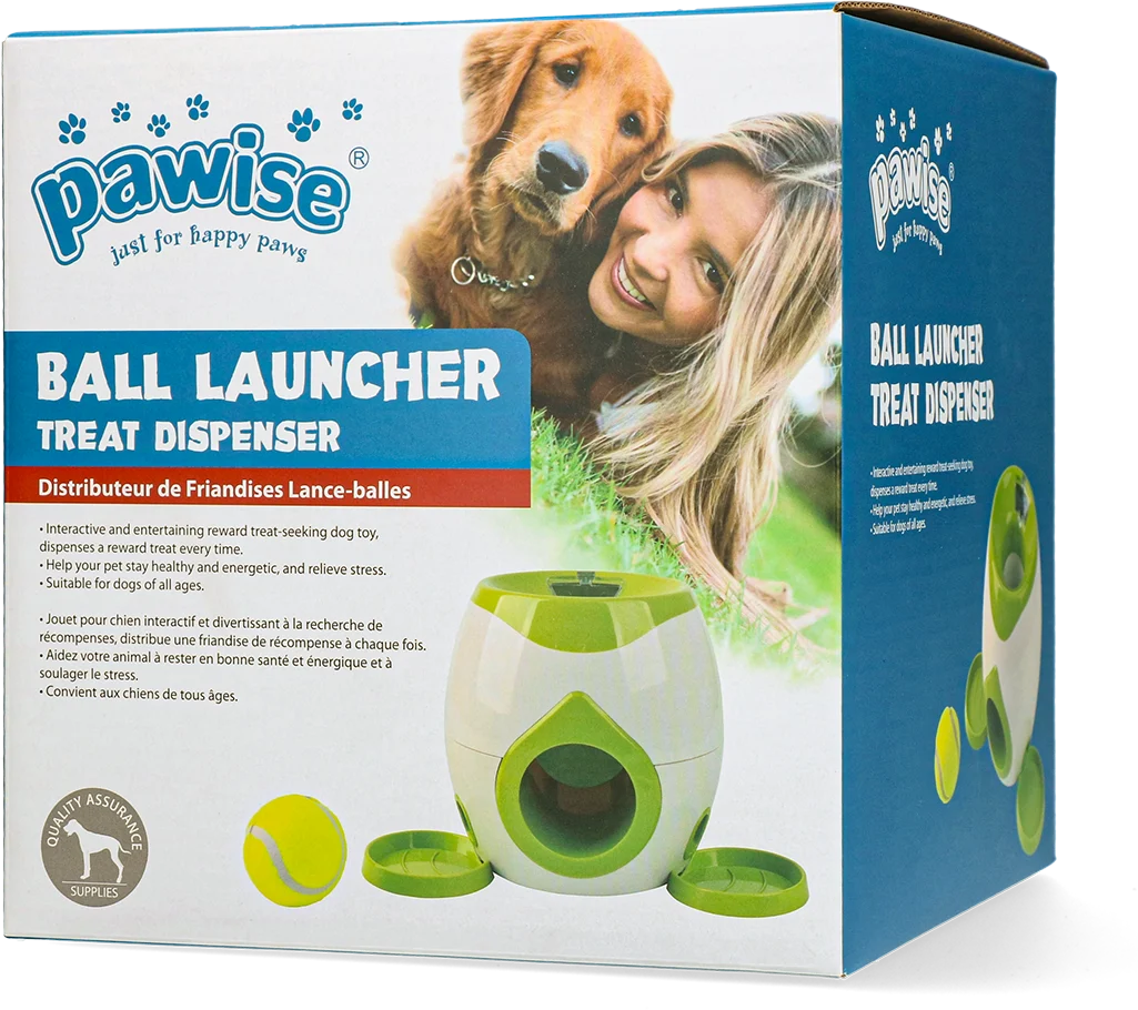 PAWI14819.png Ballwerfer mit Snackspender und Tennisball – Pawise Ball Launcher Treat Dispenser – Bild 1