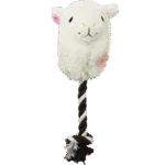 Hundekuscheltier in Alpakagestalt mit Spielseil und Quietscher, assortiert – Pawise Alpaca Doll With Rope – Bild 3
