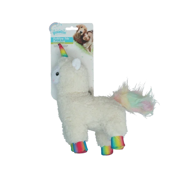 Hundespielzeug Lama mit Krönchen und Quietscher – Pawise Sequine Pet Lama