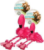 Hundekuscheltier Flamingo mit Quietscher und Seilbeinen, Rosa, ca. 38 x 20 x 10 cm – Pawise Flamingo L – Bild 3