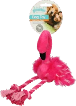 Hundekuscheltier Flamingo mit Quietscher und Seilbeinen, Rosa, ca. 38 x 20 x 10 cm – Pawise Flamingo L
