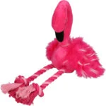 Hundekuscheltier Flamingo mit Quietscher und Seilbeinen, Rosa, ca. 38 x 20 x 10 cm – Pawise Flamingo L – Bild 2