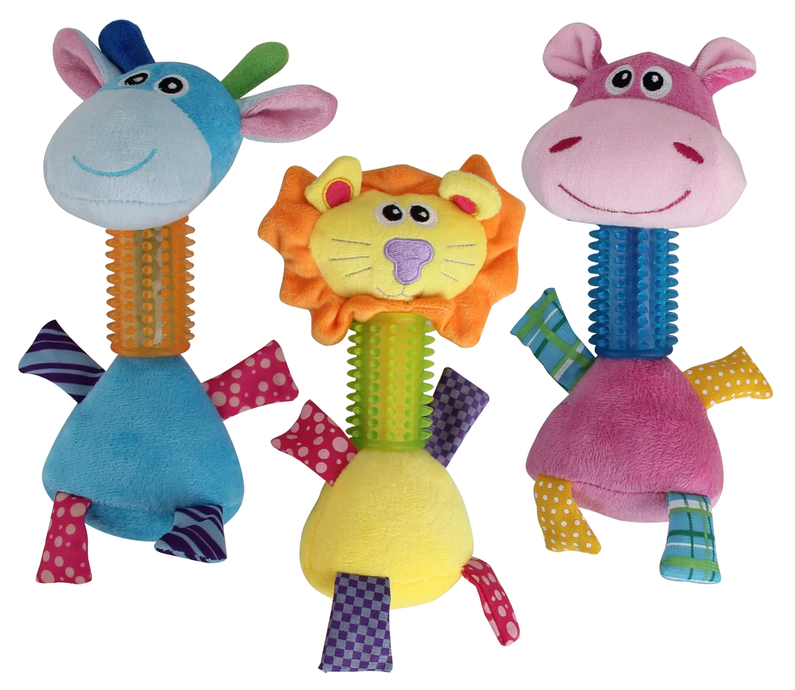 Plüsch-Hundespielzeug Nilpferd mit Quietscher, 26 cm – Pawise Puppy Long Neck Nilpferd – Bild 1