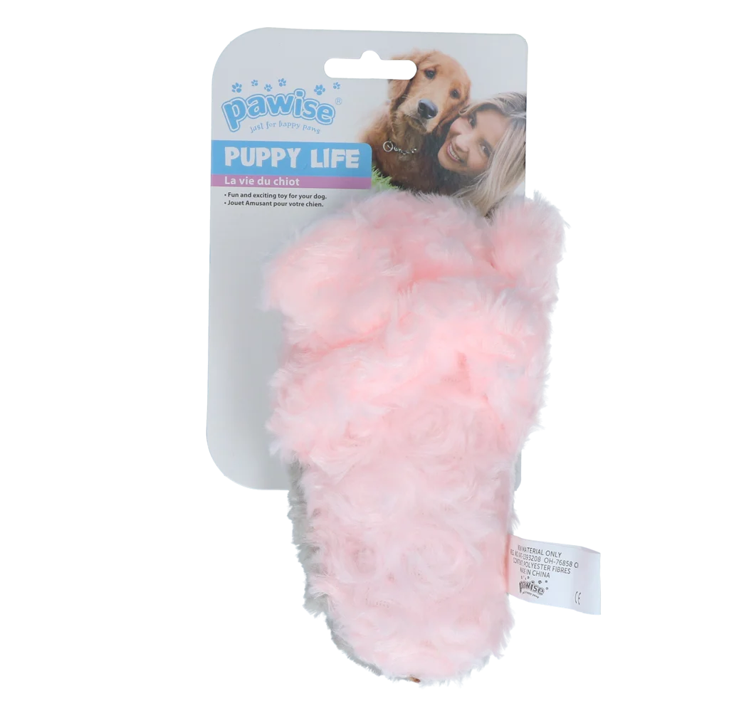 Hundespielzeug in Pantoffelform für Welpen mit Quietscher – Pawise Puppy Life My Slipper – Bild 2