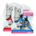 Katzengeschirr mit Leine, S, assortiert in Rot oder Blau – Pawise Kitten Harness With Leash