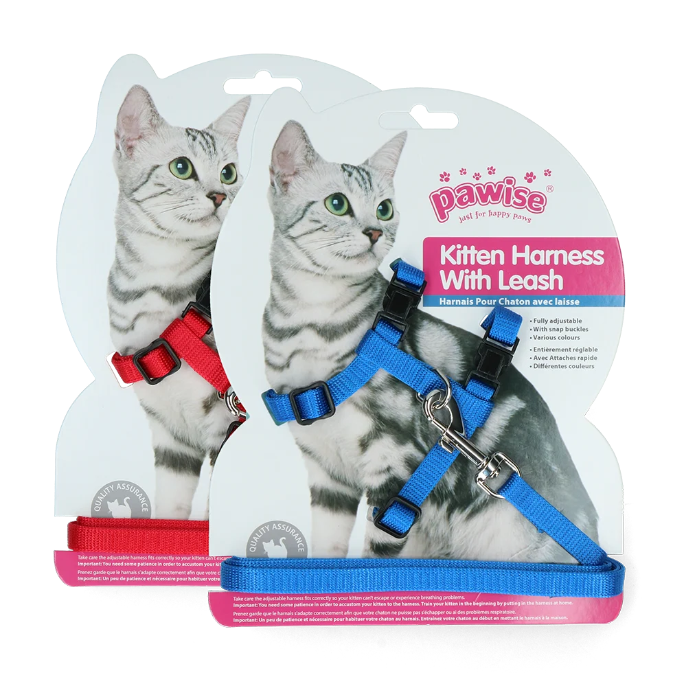 PAWI28001.png Katzengeschirr mit Leine, S, assortiert in Rot oder Blau – Pawise Kitten Harness With Leash – Bild 1