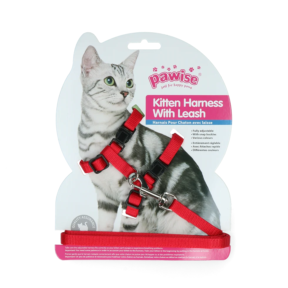 Katzengeschirr mit Leine, S, assortiert in Rot oder Blau – Pawise Kitten Harness With Leash – Bild 2