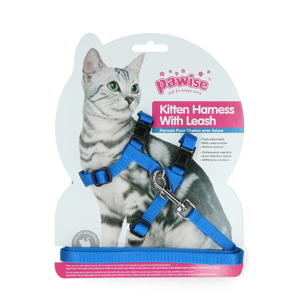 Katzengeschirr mit Leine, S, assortiert in Rot oder Blau – Pawise Kitten Harness With Leash – Bild 3