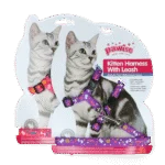 Katzengeschirr mit Leine S, assortiert in Rosa oder Lila – Pawise Kitten Harness With Leash
