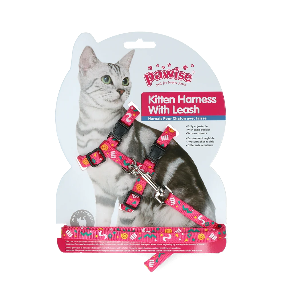 Katzengeschirr mit Leine S, assortiert in Rosa oder Lila – Pawise Kitten Harness With Leash – Bild 2