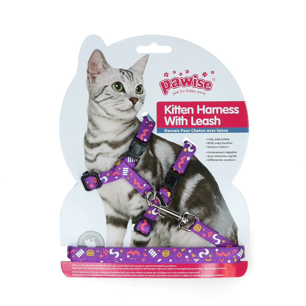 Katzengeschirr mit Leine S, assortiert in Rosa oder Lila – Pawise Kitten Harness With Leash – Bild 3