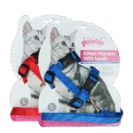 Katzengeschirr mit Leine, L, assortiert in Rot oder Blau – Pawise Kitten Harness With Leash