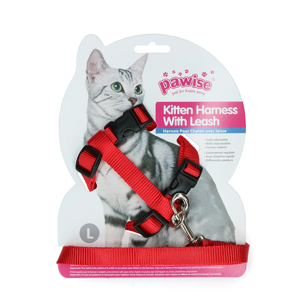 Katzengeschirr mit Leine, L, assortiert in Rot oder Blau – Pawise Kitten Harness With Leash – Bild 2