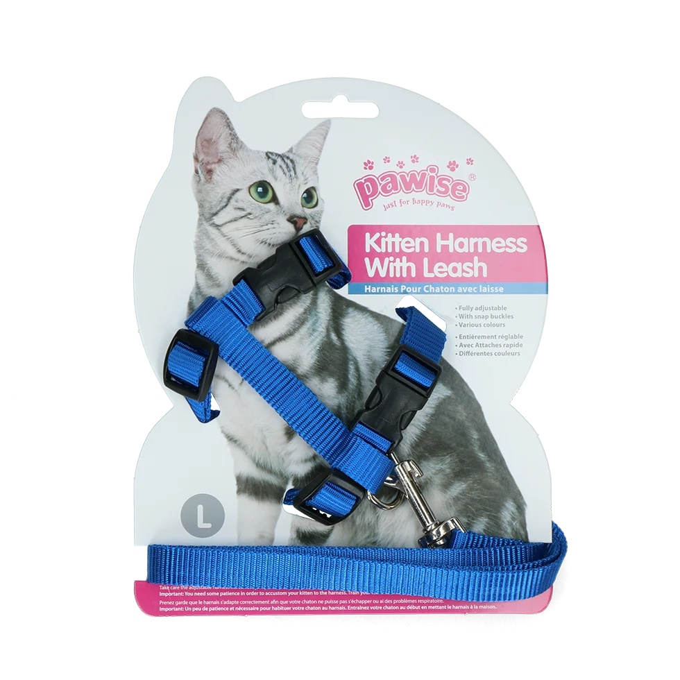 Katzengeschirr mit Leine, L, assortiert in Rot oder Blau – Pawise Kitten Harness With Leash – Bild 3