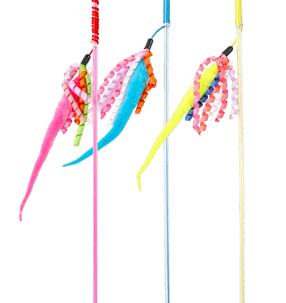 Katzenangel mit weicher Schlange, Stab 45,5 cm – Pawise Cat Teaser Snake