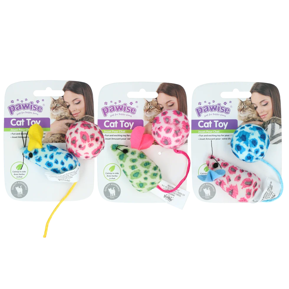 Katzenspielzeug Set mit Maus und Ball, Katzenminze, 2 Stück – Pawise Cat Toy - Mice & Ball – Bild 1