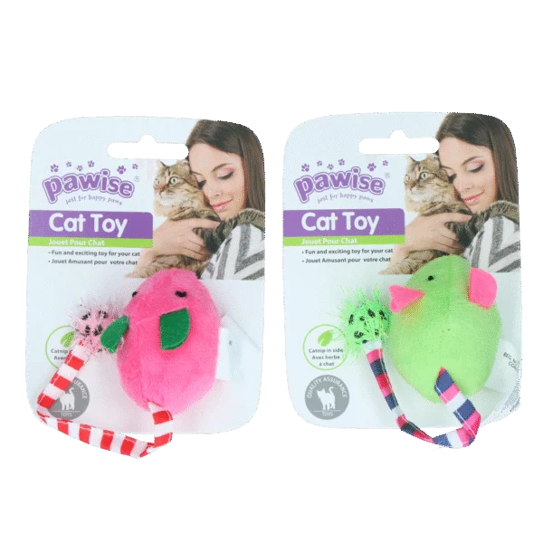 Plüschmaus mit Katzenminze und Knistergeräusch, 16 cm – Pawise Plush Mice Toy