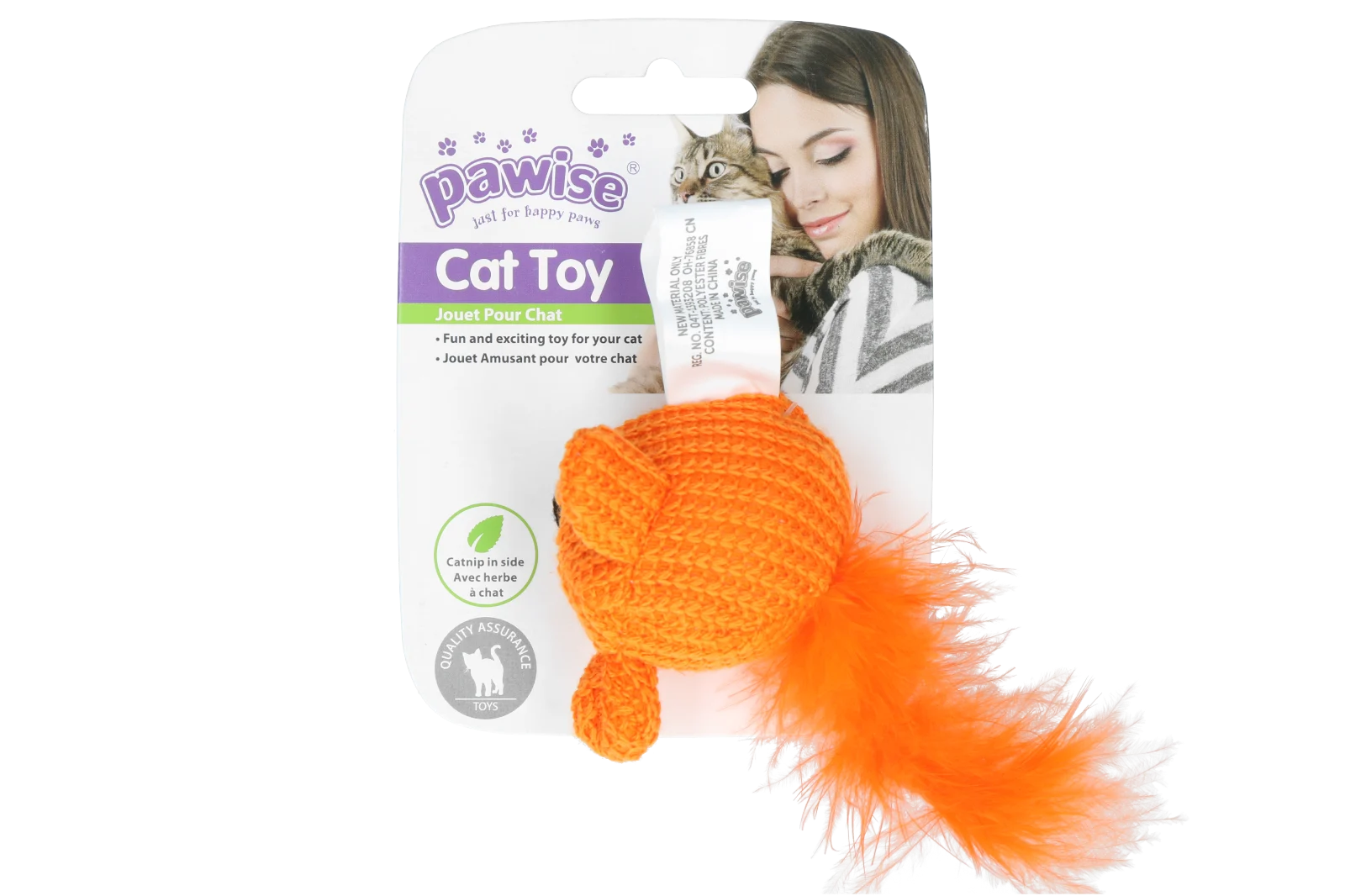 Spielmaus mit Catnip und Federn, 14 cm – Pawise Cat Toy Wool Mouse – Bild 2