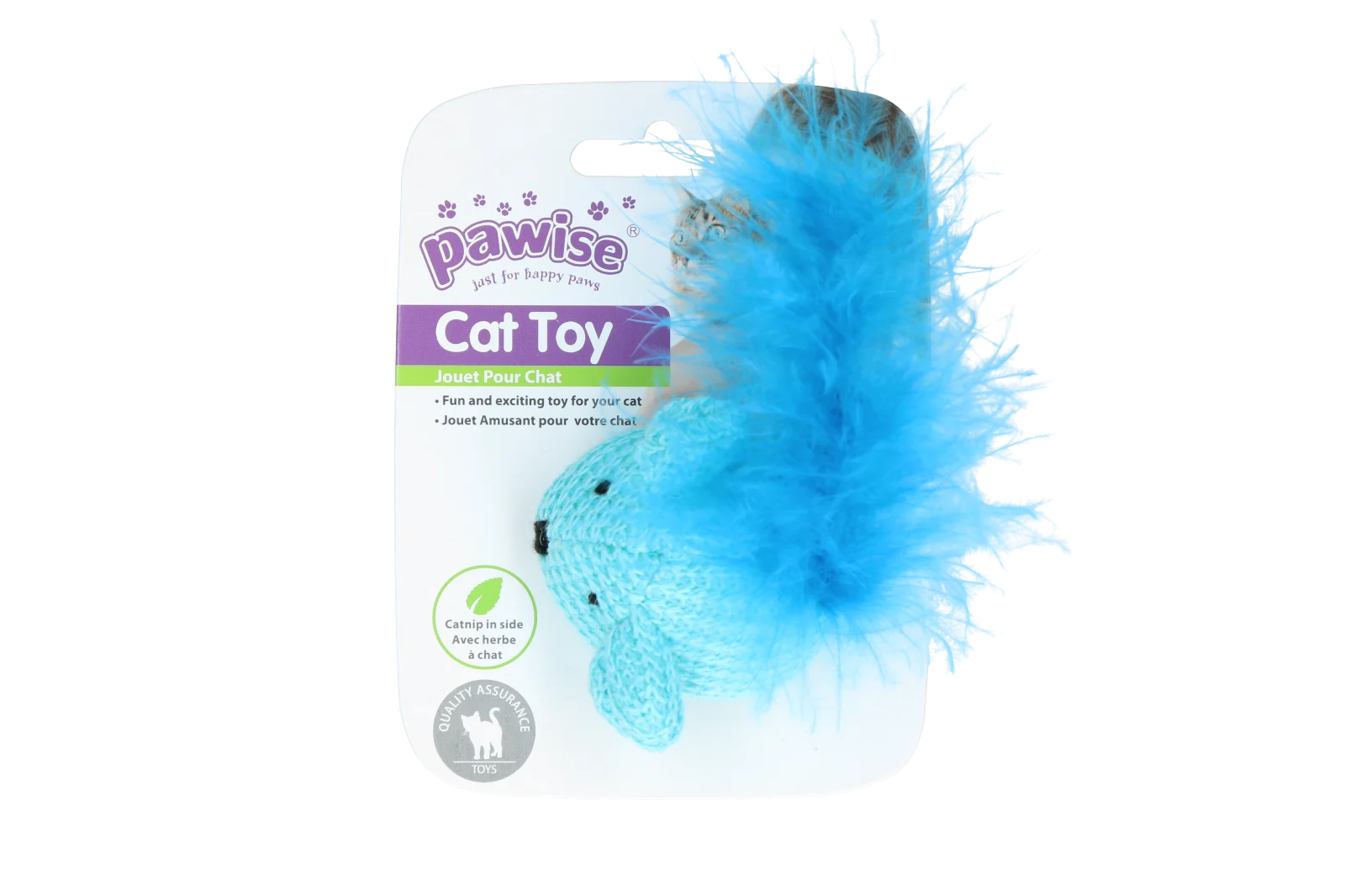 Spielmaus mit Catnip und Federn, 14 cm – Pawise Cat Toy Wool Mouse – Bild 4