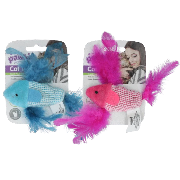 Katzenspielzeug Fisch mit Katzenminze und Federn – Pawise 100% Catnip Toy Fisch