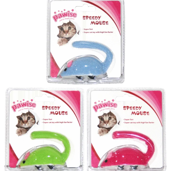 Fleece Spielmaus mit Rückzugfunktion, 9 cm – Pawise Speedy Mouse