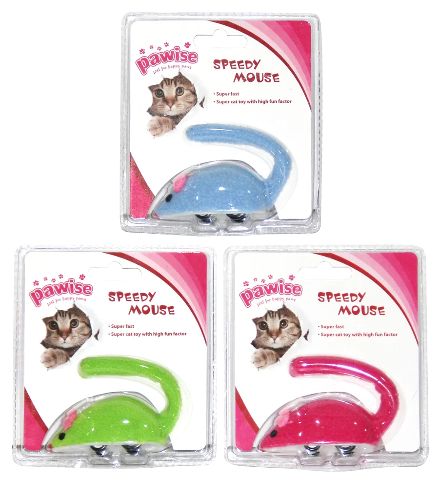 Fleece Spielmaus mit Rückzugfunktion, 9 cm – Pawise Speedy Mouse – Bild 1