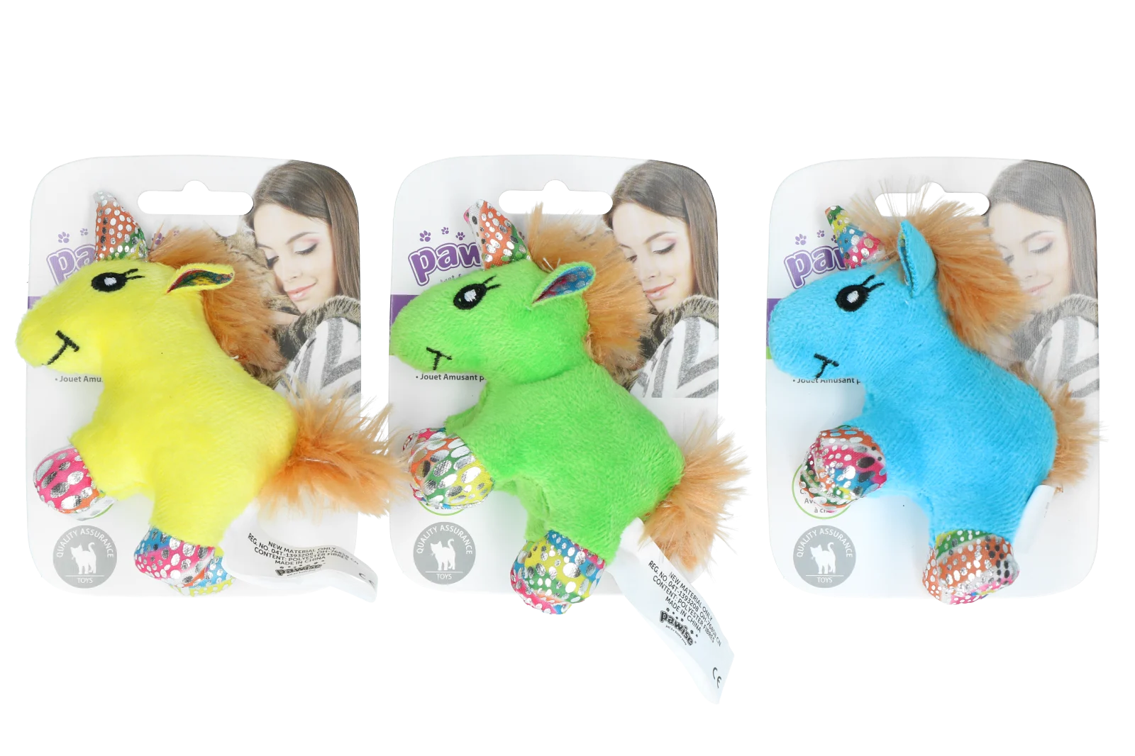 PAWI28293.png Katzenspielzeug zum Kuscheln mit Katzenminze und Federn, 12 x 8 cm – Pawise meow meow life Unicorn – Bild 1