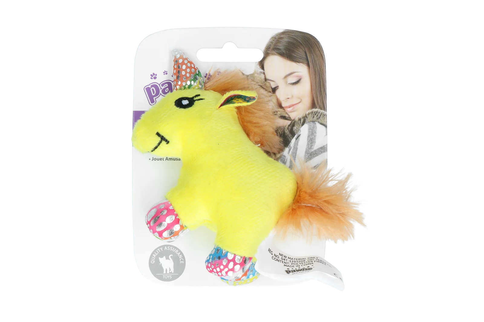 Katzenspielzeug zum Kuscheln mit Katzenminze und Federn, 12 x 8 cm – Pawise meow meow life Unicorn – Bild 2