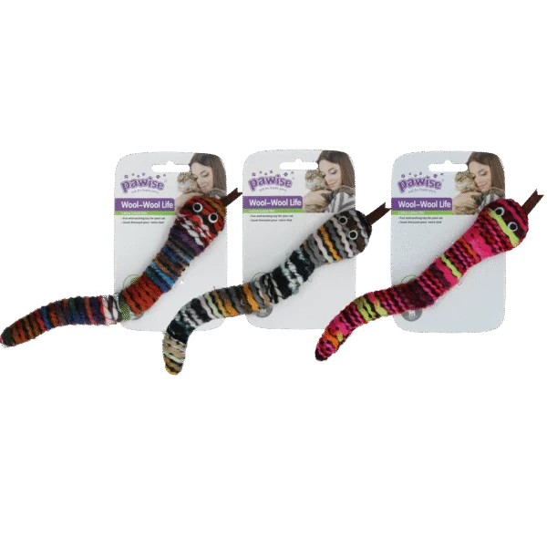 Gestrickte Spielschlange mit Katzenminze und Quietscher, 23 cm – Pawise Wool-Wool life Schlange
