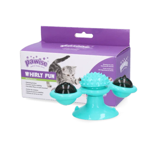 Drehbares Katzenspielzeug mit Saugnapf und Glöckchen – Pawise Twirly Whirly Cat Toy