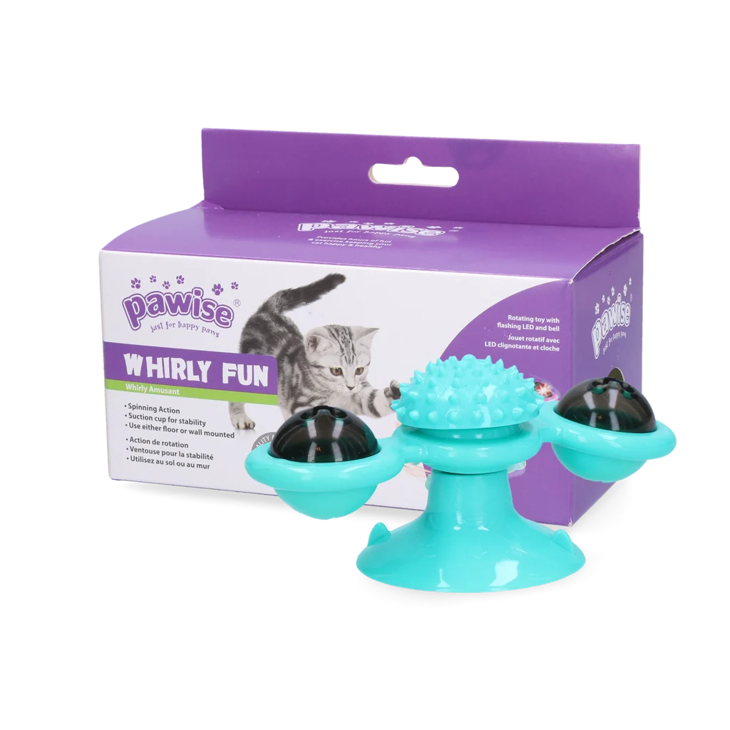 Drehbares Katzenspielzeug mit Saugnapf und Glöckchen – Pawise Twirly Whirly Cat Toy – Bild 1