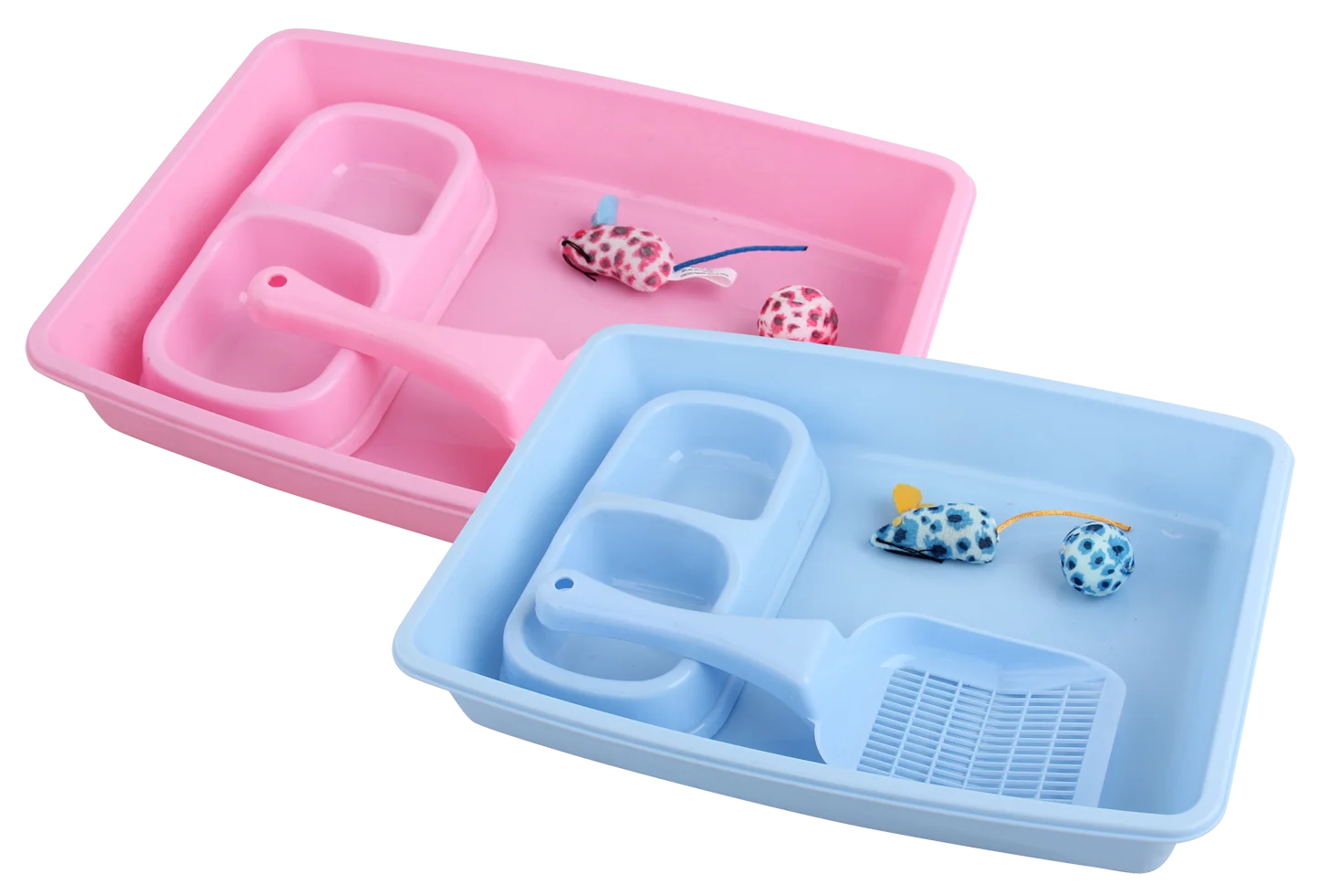 Katzenstarterset mit Katzentoilette und Futternapf, Rosa – Pawise Kitten Starter Set – Bild 2