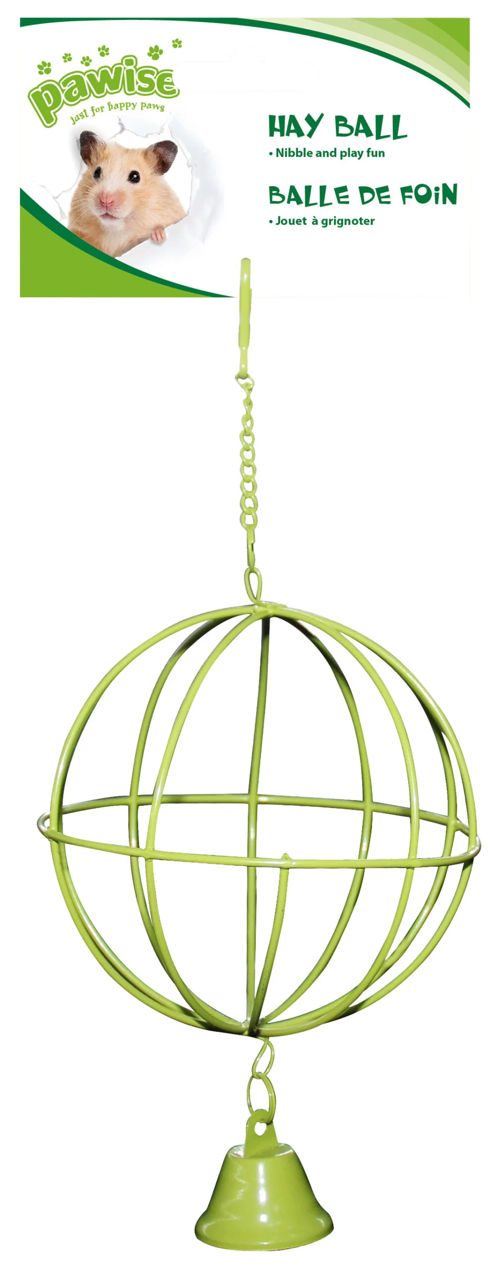 Snackball für Meerschweinchen und Hamster mit Glöckchen, Ø 10 cm – Pawise Hay Ball – Bild 2