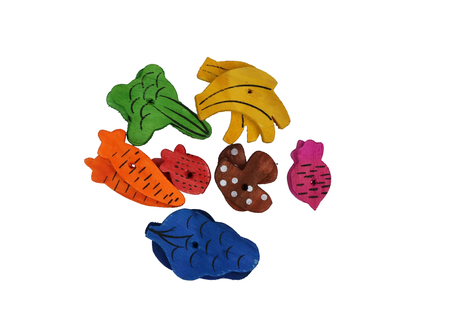 Nagespielzeug aus Holz, 18 Stück – Pawise Play Time Small Pet Fruit & Veggie mix – Bild 3