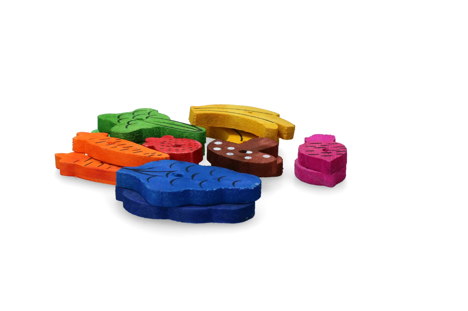 Nagespielzeug aus Holz, 18 Stück – Pawise Play Time Small Pet Fruit & Veggie mix – Bild 2