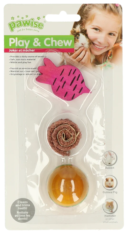 Knabberblöcke aus Holz und Luffa für Kaninchen und Nagetiere – Pawise Wooden Loofah Pretty Toys No2