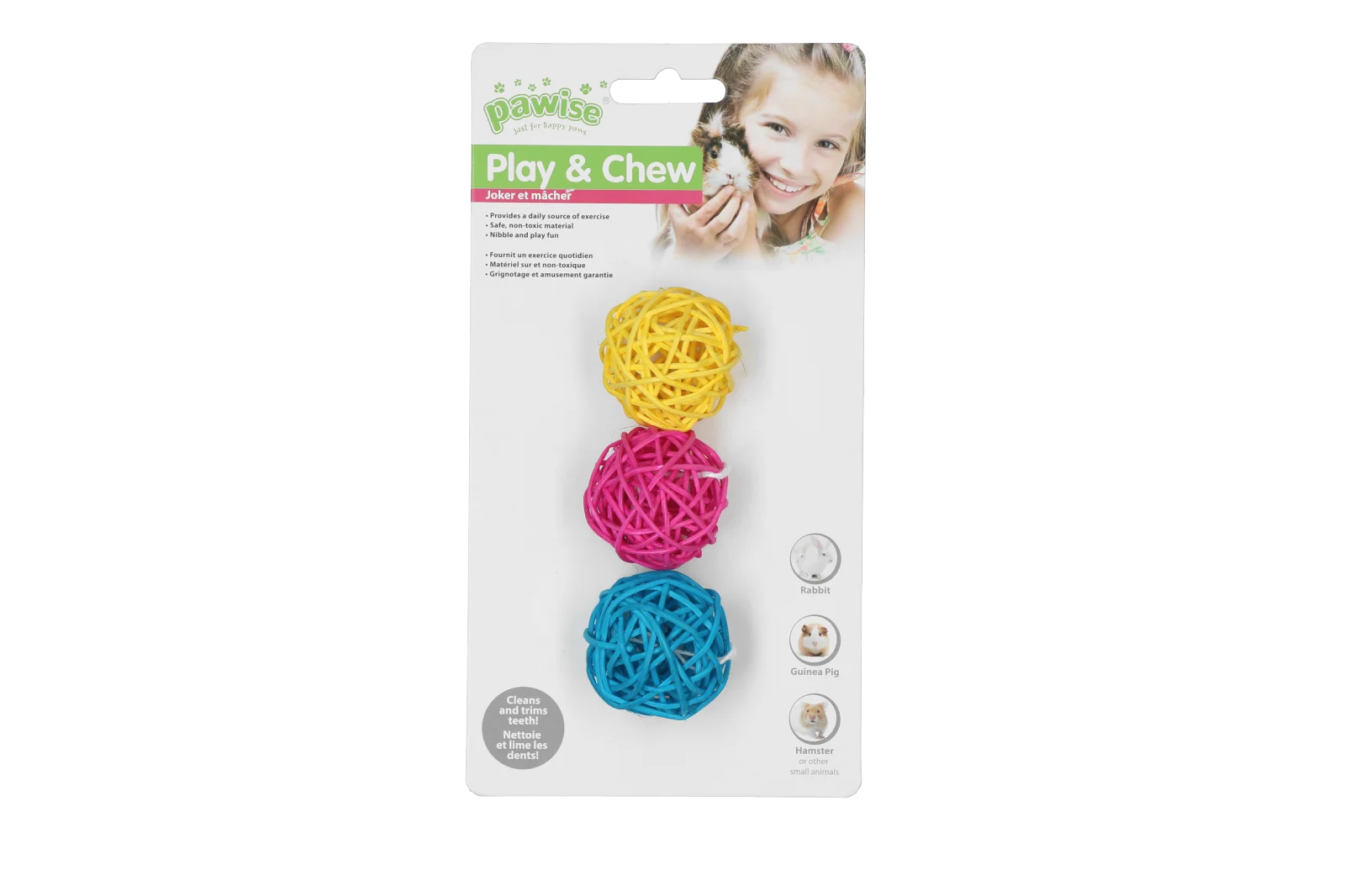 PAWI39153.png Knabberball für Kaninchen und Nagetiere, farbig – Pawise Play & Chew Balls – Bild 1