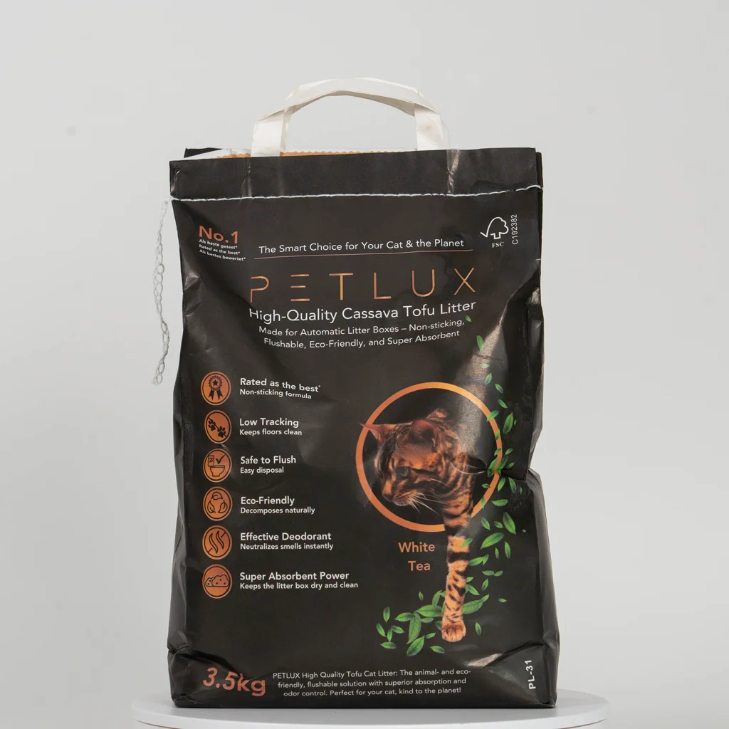 PETL0003.png Tofu Katzenstreu für automatische Katzentoiletten, klumpend, 3,5 kg – Petlux Cassava Tofu – Bild 1