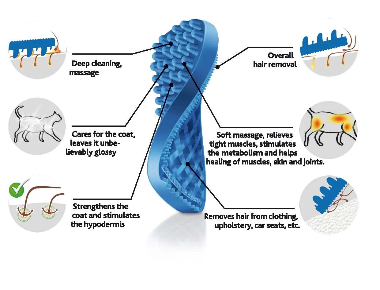 Silikon Katzenbürste für Kurzhaar, Blau – Pet + Me Cat Hair Brush – Bild 3