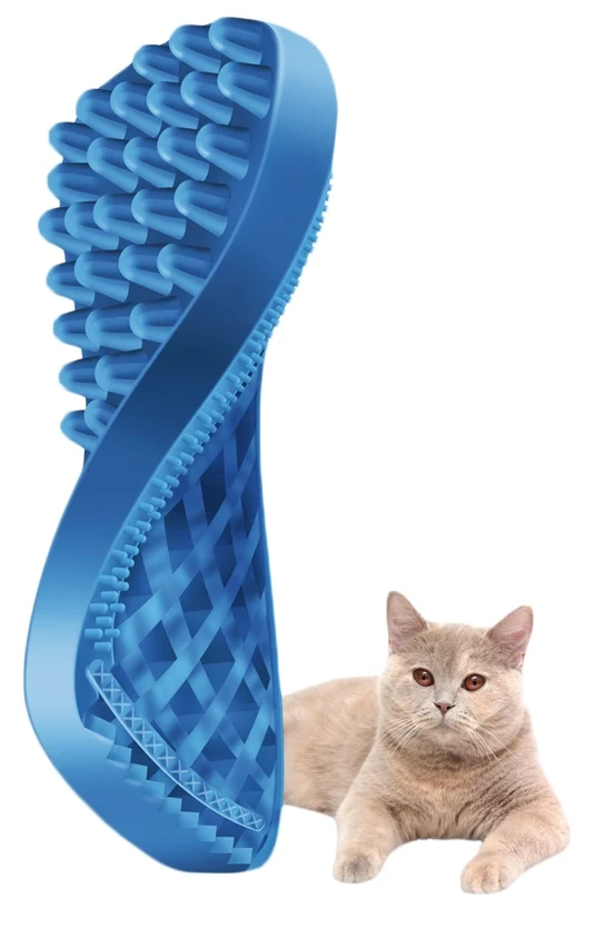Silikon Katzenbürste für Kurzhaar, Blau – Pet + Me Cat Hair Brush – Bild 4
