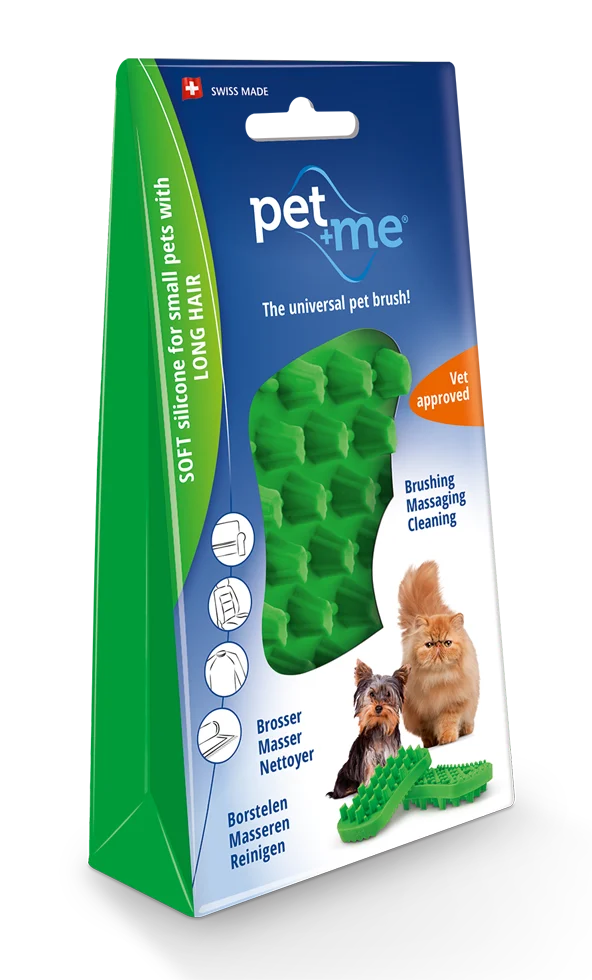 Silikon Katzenbürste für Langhaar, Grün – Pet + Me Cat Hair Brush – Bild 1